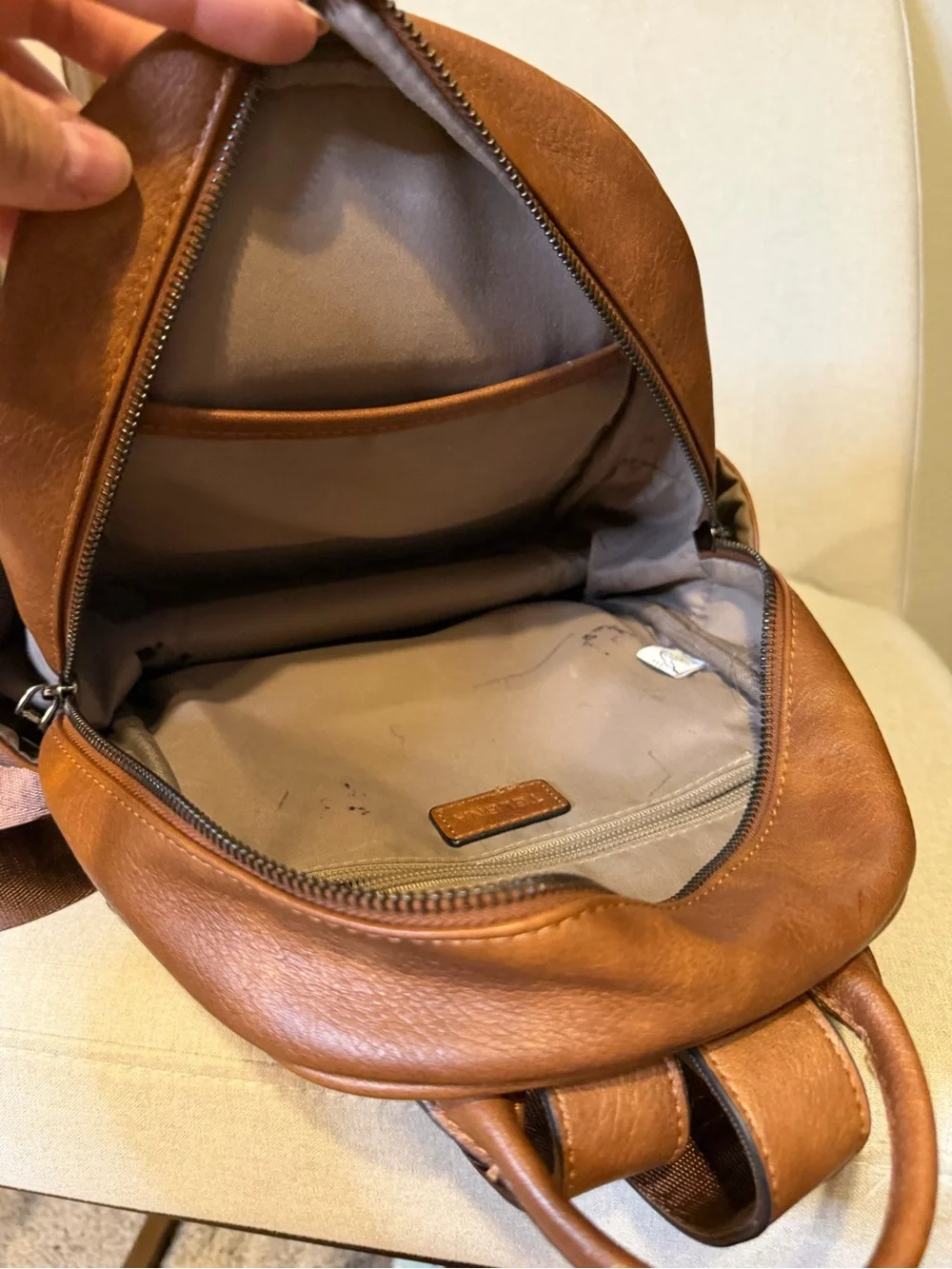 Classic Tan Leather Backpack - Women's Everyday Carry